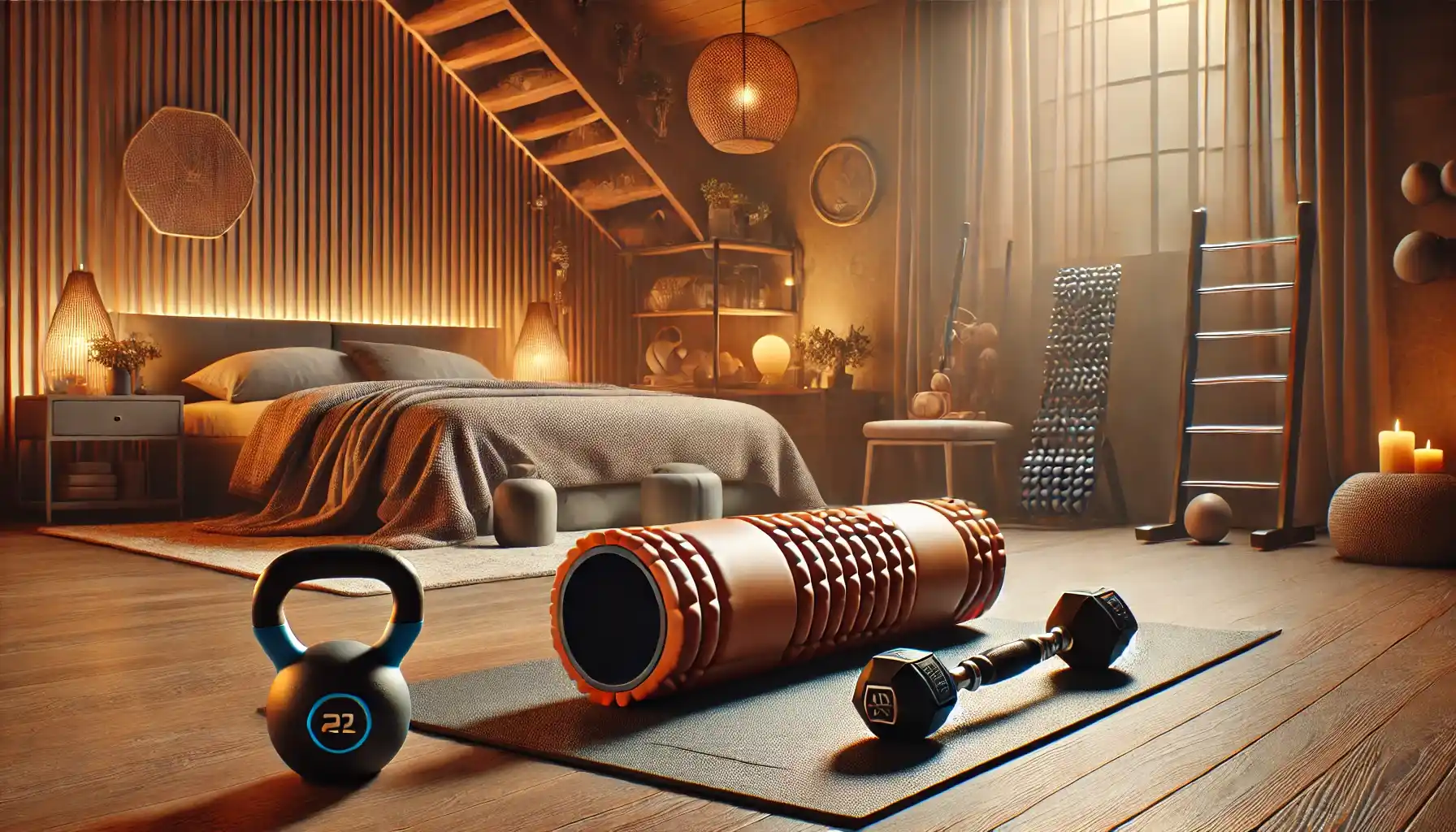 an athlete's recovery station in a cozy indoor setting.
